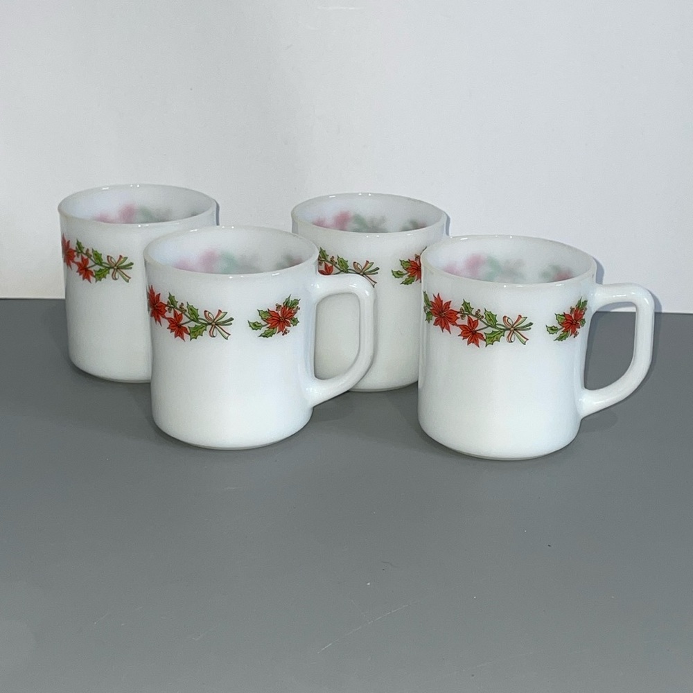 Indopal Indonesia Poinsettia Christmas Holiday Coffee Mug Cup Lot X4 Vintage